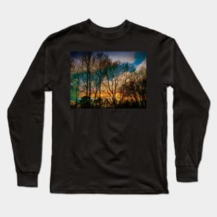 Textured Tree and Sky Scene Long Sleeve T-Shirt